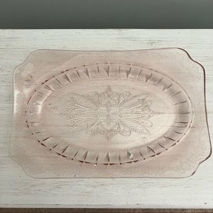 Vintage 1930s Pink Depression Glass Platter Tray Adam Pattern